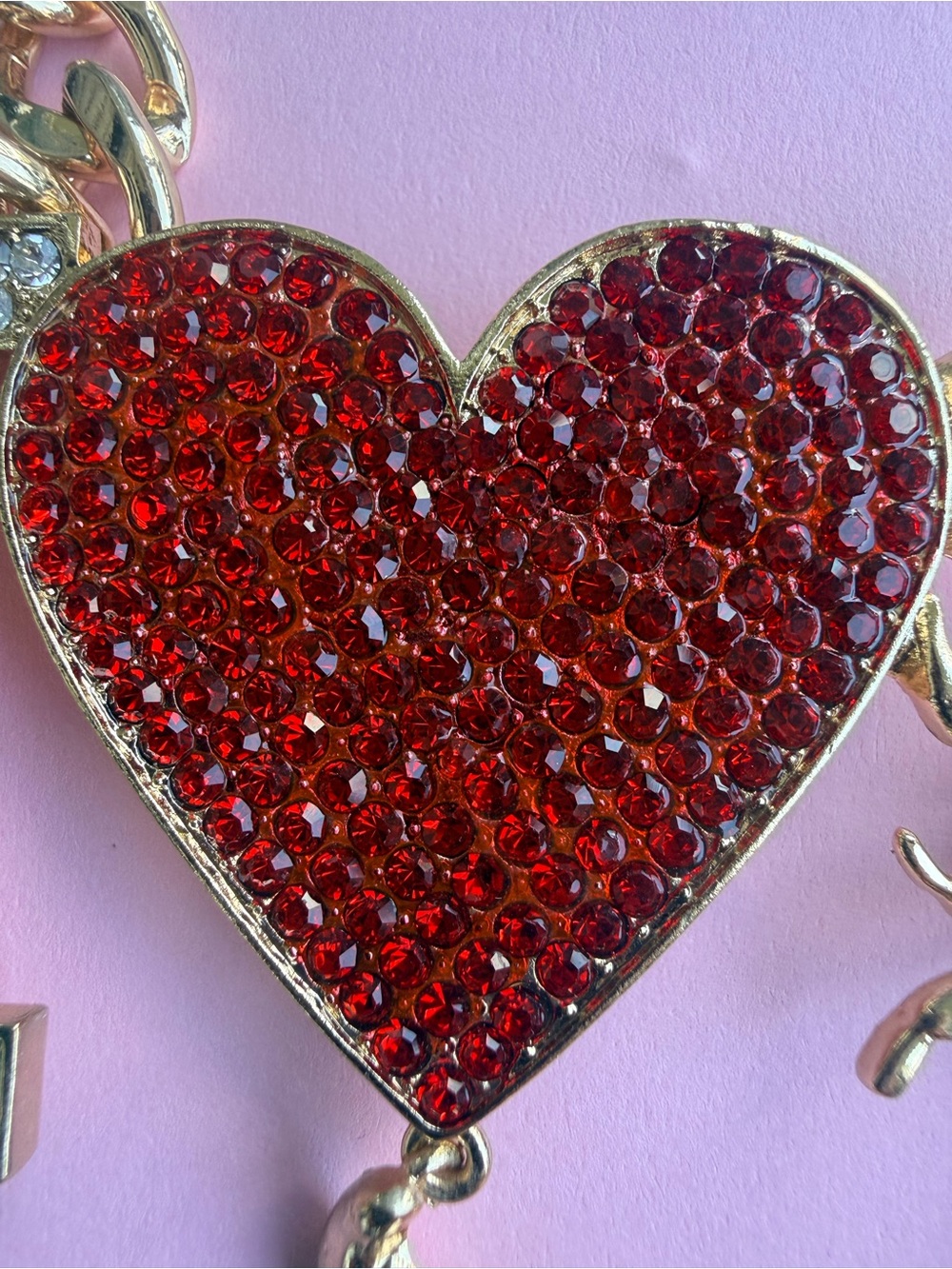 Aratta Gold Scorpion Necklace with Red Glitter Heart - Picture 6 of 6